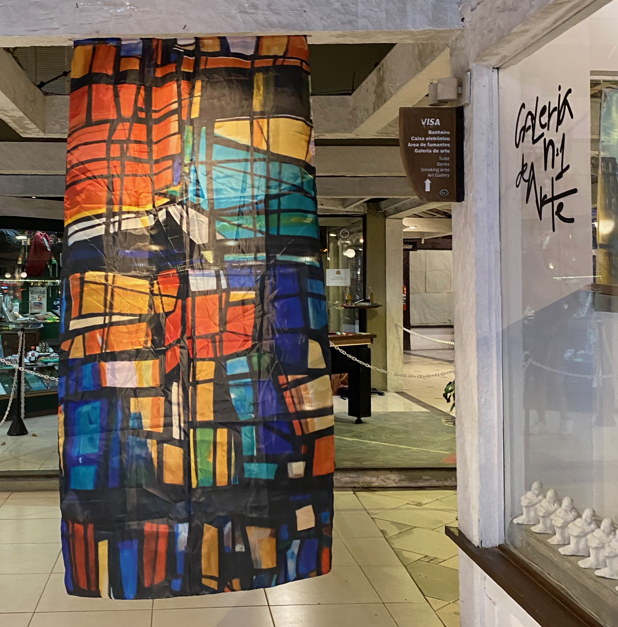 Sinais Vitrais - Installation Flag by Silvana LaCreta Ravena